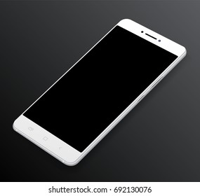 Realistic smartphones mockups white on dark background. Stock vector illustration for printing, web element, Game demo and application mockup. 