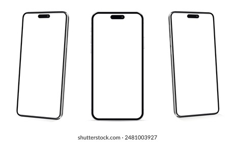 Realistic smartphones. Smartphone blank screens, phones mockup.