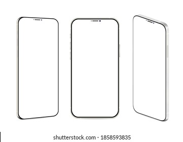 realistic smartphones vector with blank screen, isolated on white background 