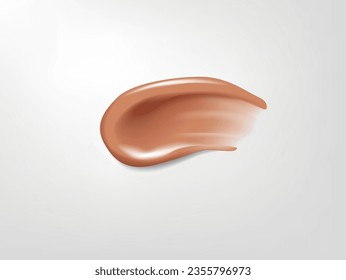 Realistic smear of makeup on white background. Beauty and cosmetic background.
