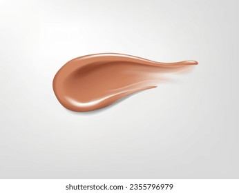 Realistic smear of makeup on white background. Beauty and cosmetic background.