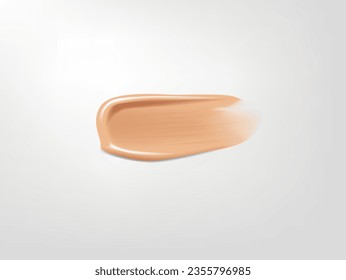 Realistic smear of makeup on white background. Beauty and cosmetic background.