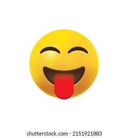 Realistic smile  withstuckout tongue icon