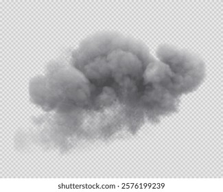 Realistic smoke cloud. Isolated on transparent background