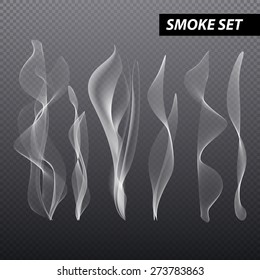 Realistic smoke design . Set of vector smoke on black background art