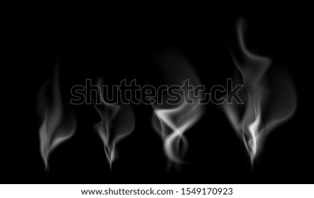 Realistic smoke design . Set of vector smoke on black background.