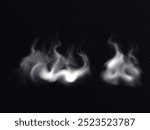 realistic smoke effects on dark background. translucent gray smoke on transparent background.