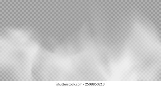 Realistic smoke or fog effect isolated on transparent background. Free vector illustration