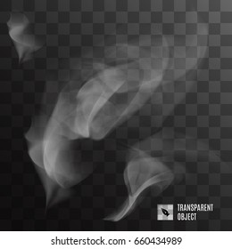 Realistic Smoke or Fog on Transparent Background. Cool Template for Creative Ideas