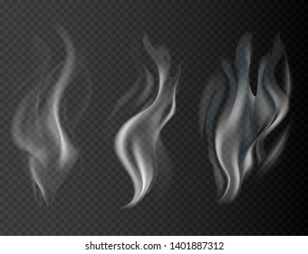 Realistic smoke isolated on transparent background vector illustration.