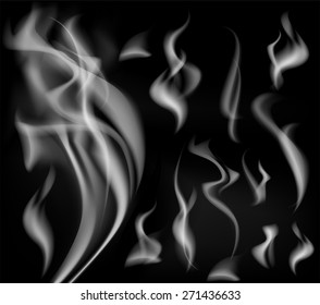 Realistic smoke on black background vector illustration