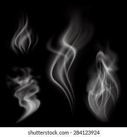 Realistic Smoke on Black Background. Vector