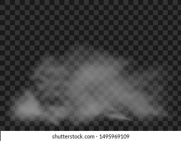 Fuma realista sobre fondo transparente. Ilustración vectorial con efecto de humo especial.Vector aislado de ondas de humo de cigarrillos realistas.