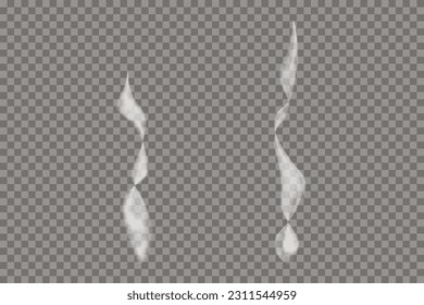 Realistic smoke on transparent background. Smoke waves. Vector illustration.