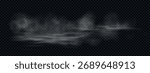 Realistic smoke on water surface. Vector illustration. Mystery fog or water vapor isolated on transparent background