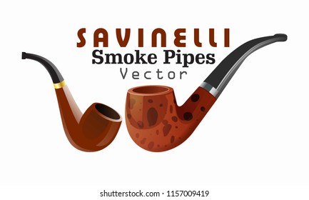 Realistic Smoke Pipes Vector Illustration (Savinelli)