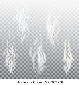 El humo realista se aísla sobre un fondo transparente. Ilustración de cigarrillos vectores