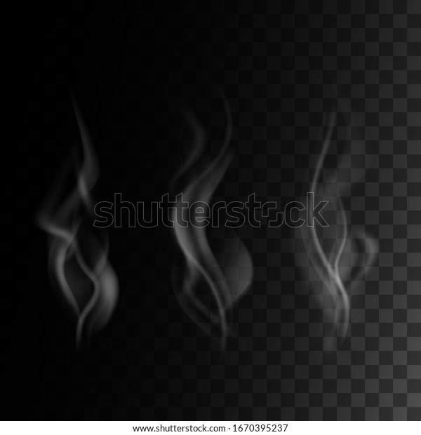 透明な黒い背景にリアルな煙セット ベクターイラスト のベクター画像素材 ロイヤリティフリー