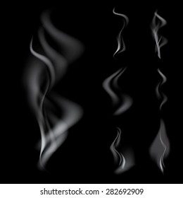 Realistic smoke set. Vector illustration.