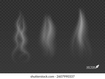 Realistic smoke or steam isolated on transparent background