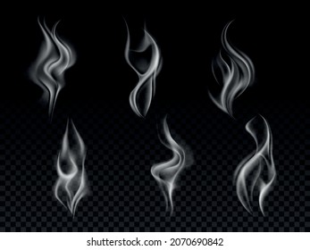 Corrientes de humo realistas. Diferentes formas giradas