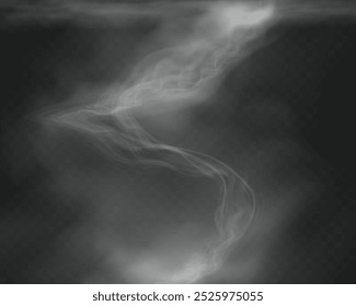Realistic smoke, vape, fog, smog. Illustration of smoke on a transparent background.