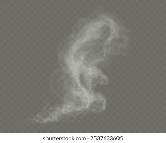 Realistic smoke, vape, fog, smog. Illustration of smoke on a transparent background.