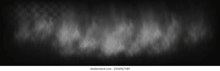 Realistic smoke, vape, fog, smog. Illustration of smoke on a transparent background.