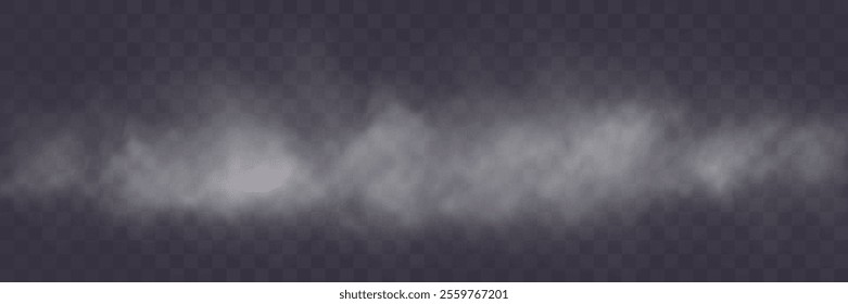 Realistic smoke, vape, fog, smog. Illustration of smoke on a transparent background.	