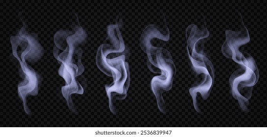 Humo realista, bruma ligera de la Ilustración vectorial, vapor transparente en fondo aislado