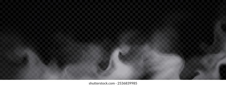 realistic smoke, vector illustration light haze, transparent steam on isolated background