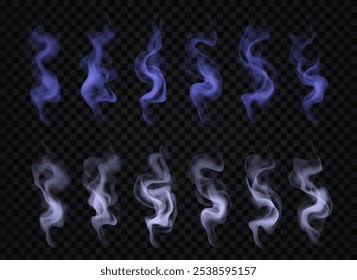 realistic smoke, vector illustration light haze, transparent steam on isolated background
