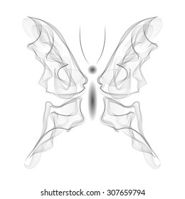 Realistic Smokey Butterfly Isolated on White