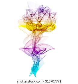 Realistic Smokey Multicolored Rose Silhouette Isolated.  Vector illustration. Smokey rose shape. Smokey rose icon. Smokey rose button. Smokey rose image.