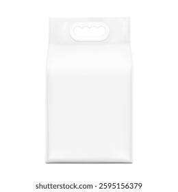 Realistic snap seal bag with plastic handles mockup. Front view. Vector illustration isolated on white background. Ready for your design. Suite for the presentation of your product.