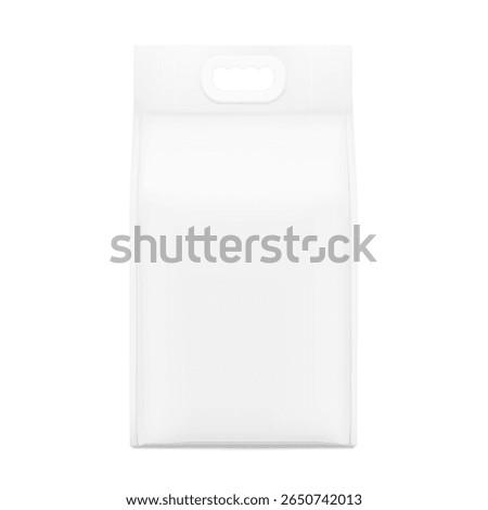 Realistic snap seal bag with plastic handle mockup. Front view. Vector illustration isolated on white background. Ready for your design. Suite for the presentation of your product.