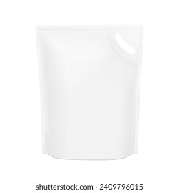 Bolsa de compras de plástico de sellado realista con mangos de burla para basura de gato. Vista frontal. Ilustración vectorial aislada en fondo blanco. Listo para su uso en presentación, promoción. EPS10.