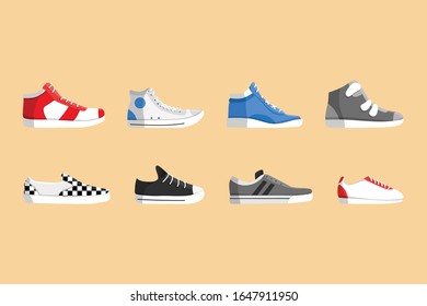 Realistic sneakers icon set for man