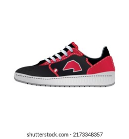 Realistic sneakers. Sports shoes in detailed style.