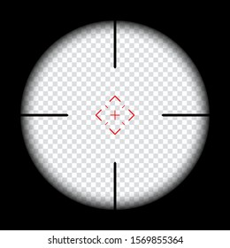realistic sniper scope crosshairs view. sniper sight with measurement marks. sniper scope template isolated on transparent background. rifle optical sight.
