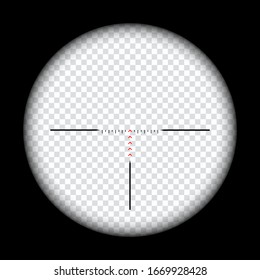 realistic sniper scope crosshairs view. sniper sight with measurement marks. sniper scope template isolated on transparent background. rifle optical sight.