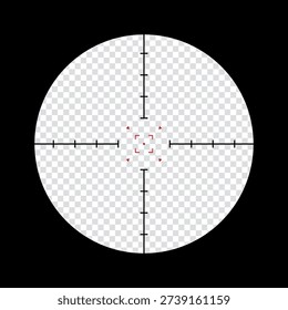 Realistic sniper scope crosshairs view. sniper sight with measurement marks. sniper scope template isolated on transparent background. rifle optical sight