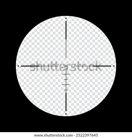 Realistic sniper scope crosshairs view. sniper sight with measurement marks. sniper scope template isolated on transparent background. rifle optical sight.