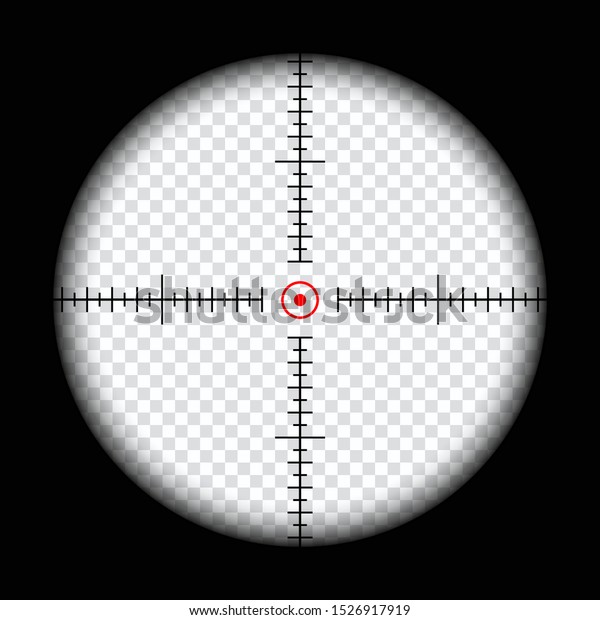 リアリスティックな狙撃スコープのクロスヘアカーソルビュー 狙撃者の視力と測定マーク 透明な背景にスナイパースコープテンプレート ライフルの光学的な光景 のベクター画像素材 ロイヤリティフリー