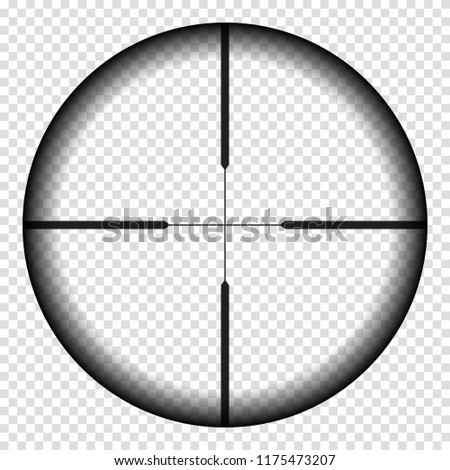 Realistic sniper sight with measurement marks. Sniper scope template isolated on transparent background. Sniper scope crosshairs view. Realistic optical sight.