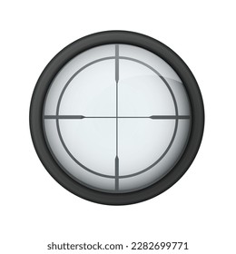 Realistic sniper sight. Sniper scope with measurement marks template. Sniper scope crosshairs view. Realistic vector optical sight.