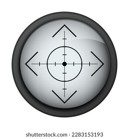 Realistische Scharfsichtigkeit. Sniperbereich mit Vorlage für Messmarken. Sniper scope crosshairs Ansicht. Realistisches, optisches Vektorbild.