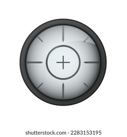 Realistic sniper sight. Sniper scope with measurement marks template. Sniper scope crosshairs view. Realistic vector optical sight.
