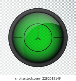 Realistic sniper sight thermal imager. Sniper scope with measurement thermal imager marks template. Sniper scope crosshairs view. Realistic vector optical sight.