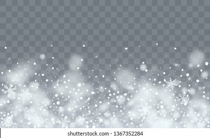 Realistic Snow Background. Fantasy Holiday Vector Illustration. Realistic Falling Snow Background. Magic Blizzard Illustration Design.